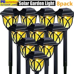 Lot de 8 lampes solaires lumineuses pour l'extérieur, étanche, marche/arrêt automatique, éclairage de jardin, allée de paysage