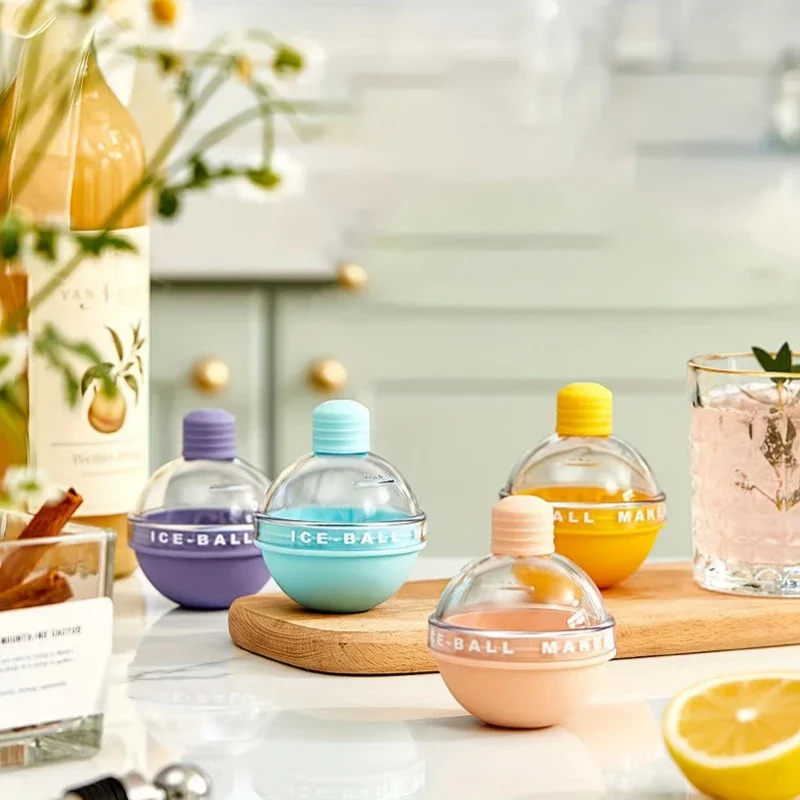 

1 шт., большая круглая форма для шариков льда, гибкая силиконовая форма для виски, лоток для кубиков льда для коктейлей, вечеринок, премиум-класса, ведро для льда