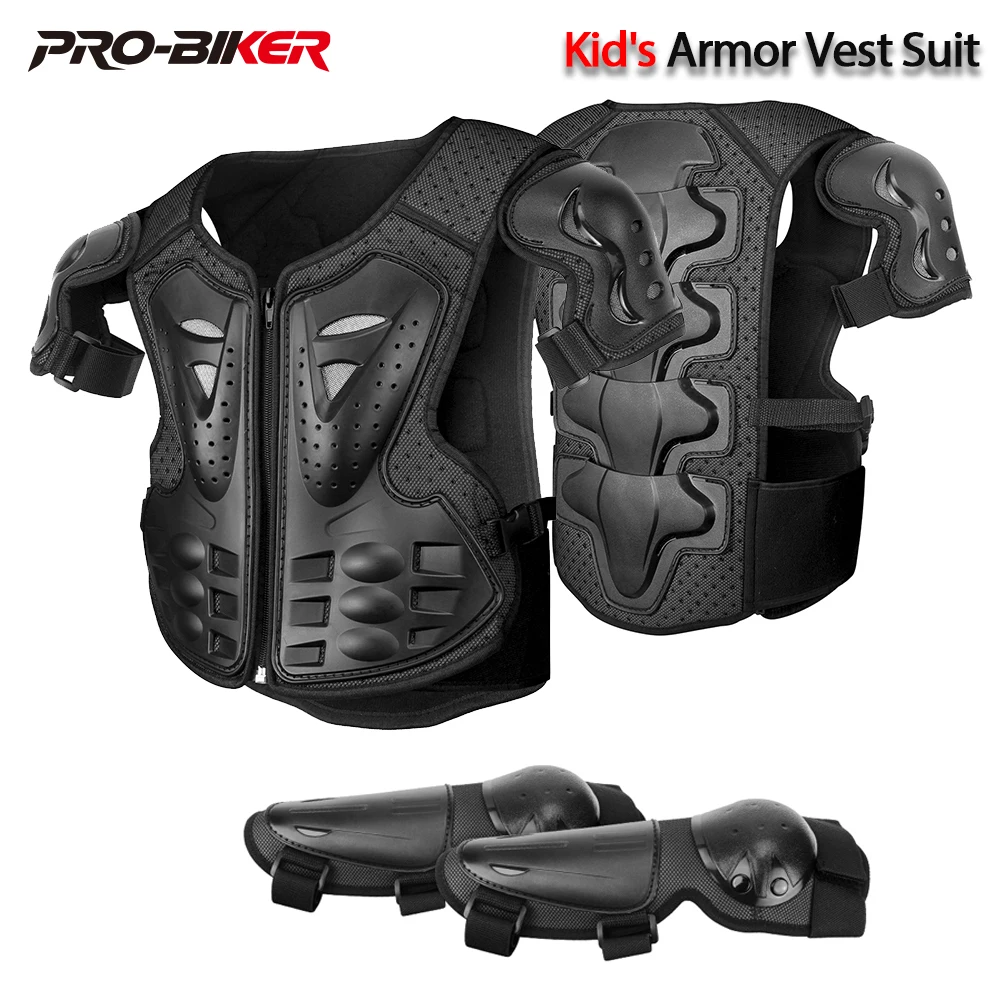 Kid's Motorcycle Armor Vest Protection Knee+Elbow Protection Motocross Chest Back Protection Children Moto Protective Equipment
