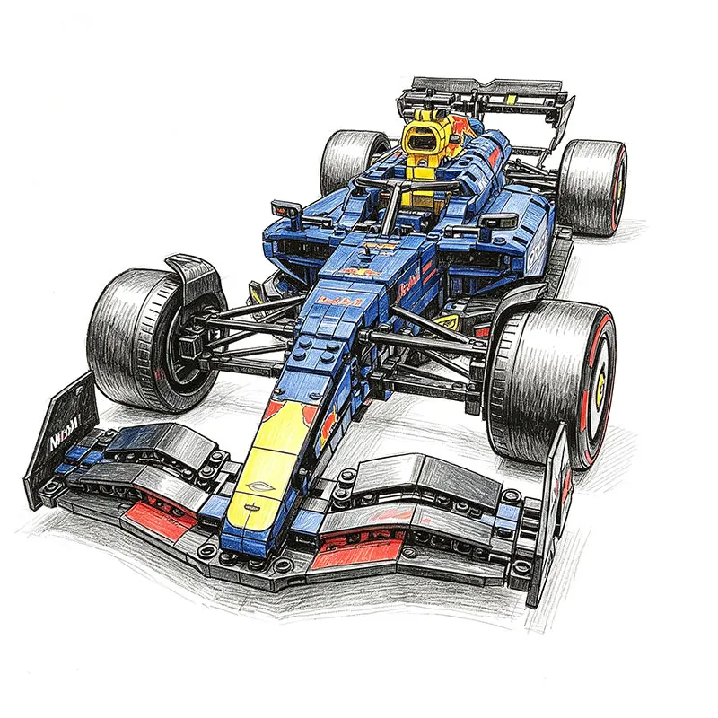 1639PCS Technical 1:8 RB20 Performance Racing Car Building Blocks MOC Formula Race Car Model Assembly Toy Christmas Gift for Boy