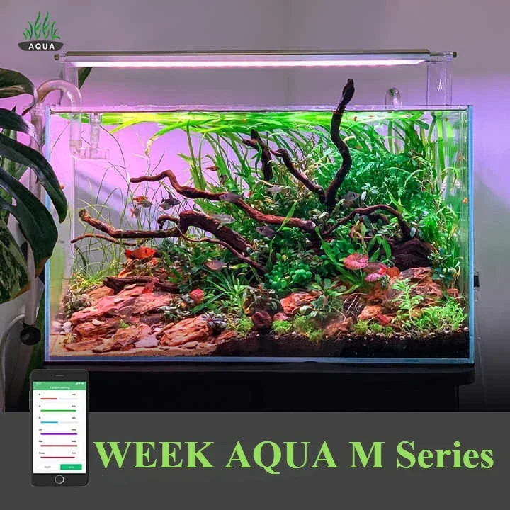 WEEK AQUA M Series 400mm Aquarium Lamp for Nano Tank RGB UV APP Control Cycle Timerled Plant Light