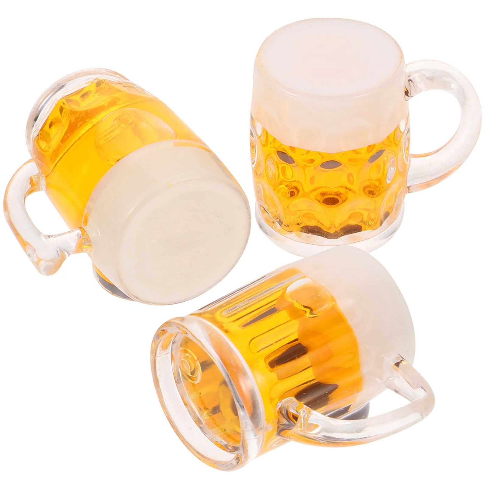 3 Pcs Simulation Beer Plastic Mug Decor Glass Craft Fake Bulk Unique Small Faux Model Imitation Food Keychains Cup Man