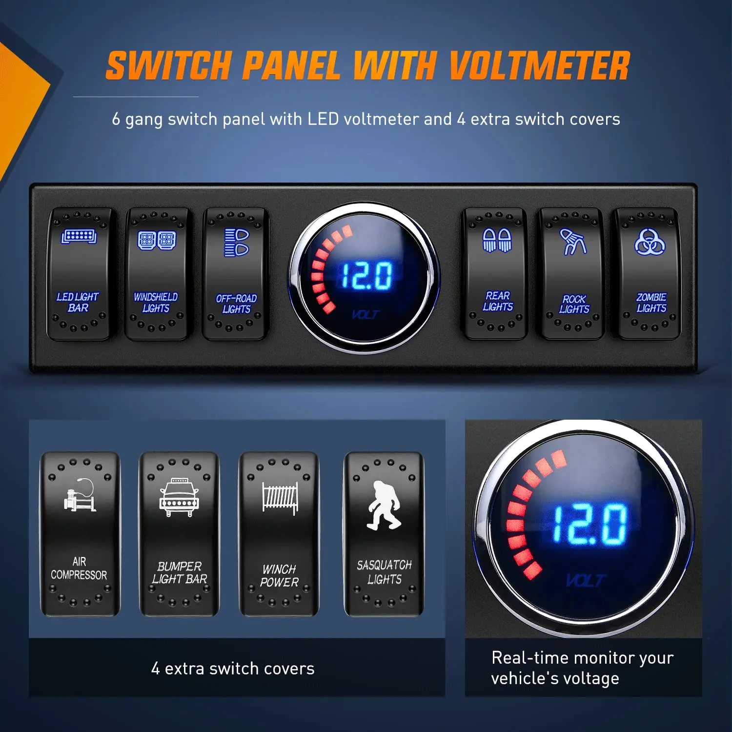 Waywe 6 عصابة 12 فولت لوحة مفتاح متأرجح صندوق التتابع نظام التحكم في الدائرة ث/80A قواطع يغطي ل جيب رانجلر JK JKU 2007-2018