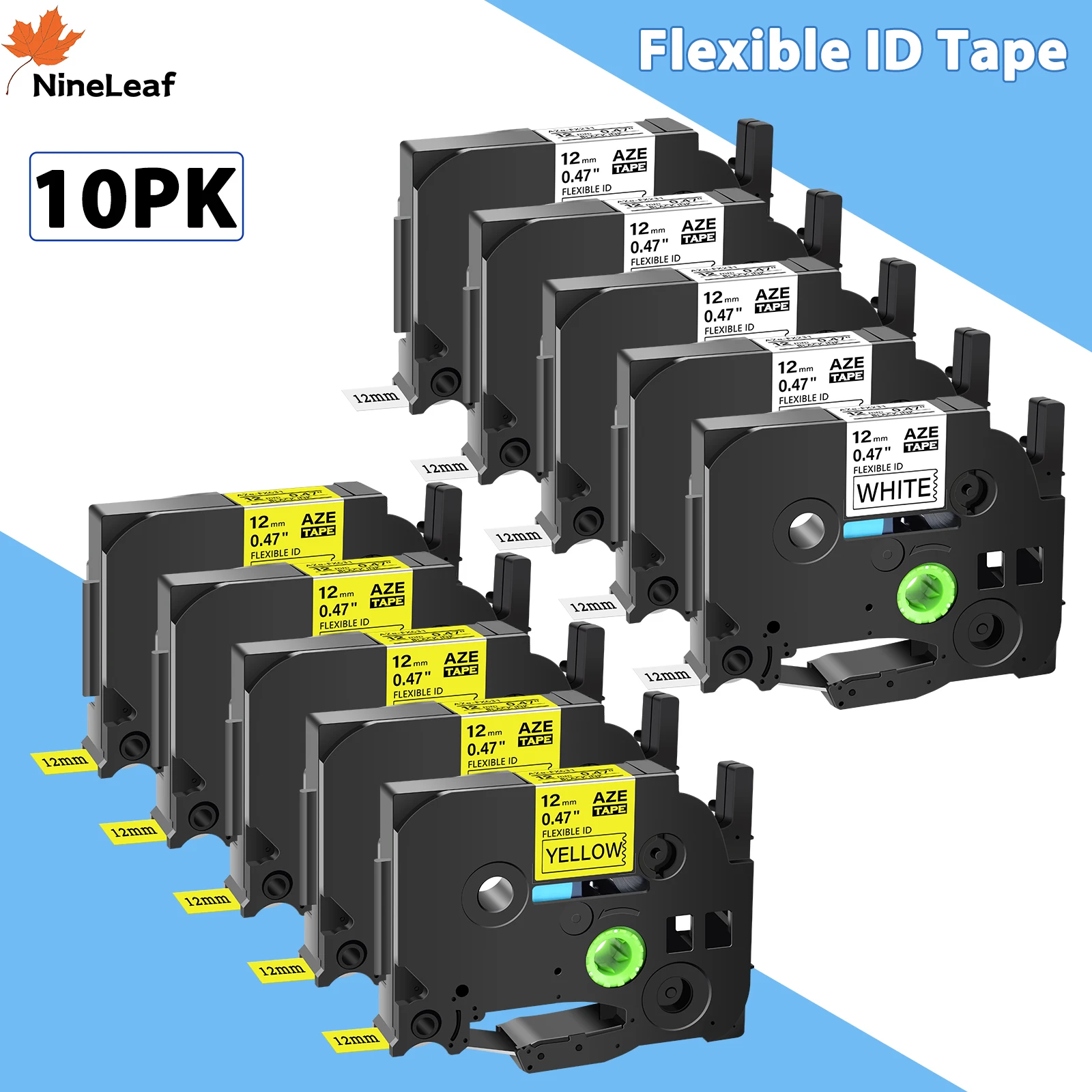 

3-10PK 6/9/12/18/24mm Flexible ID Laminated Tapes Compatible for Brother TZ TZe-FX231 FX131 FX631 Label Tape for P-Touch PT-1000