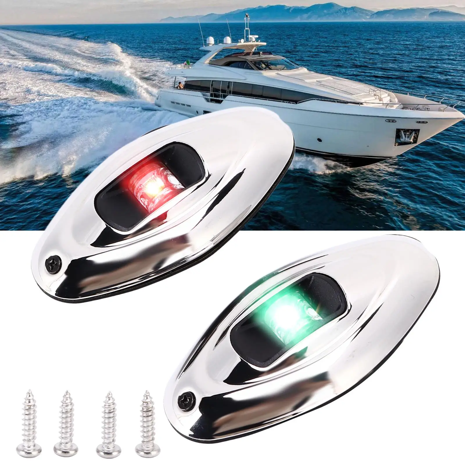 Boat Navigation Light LED Green Red IP66 Waterproof 1 Nautical Mile Visibility Sailing Signal Lamp for pontoons Yachts