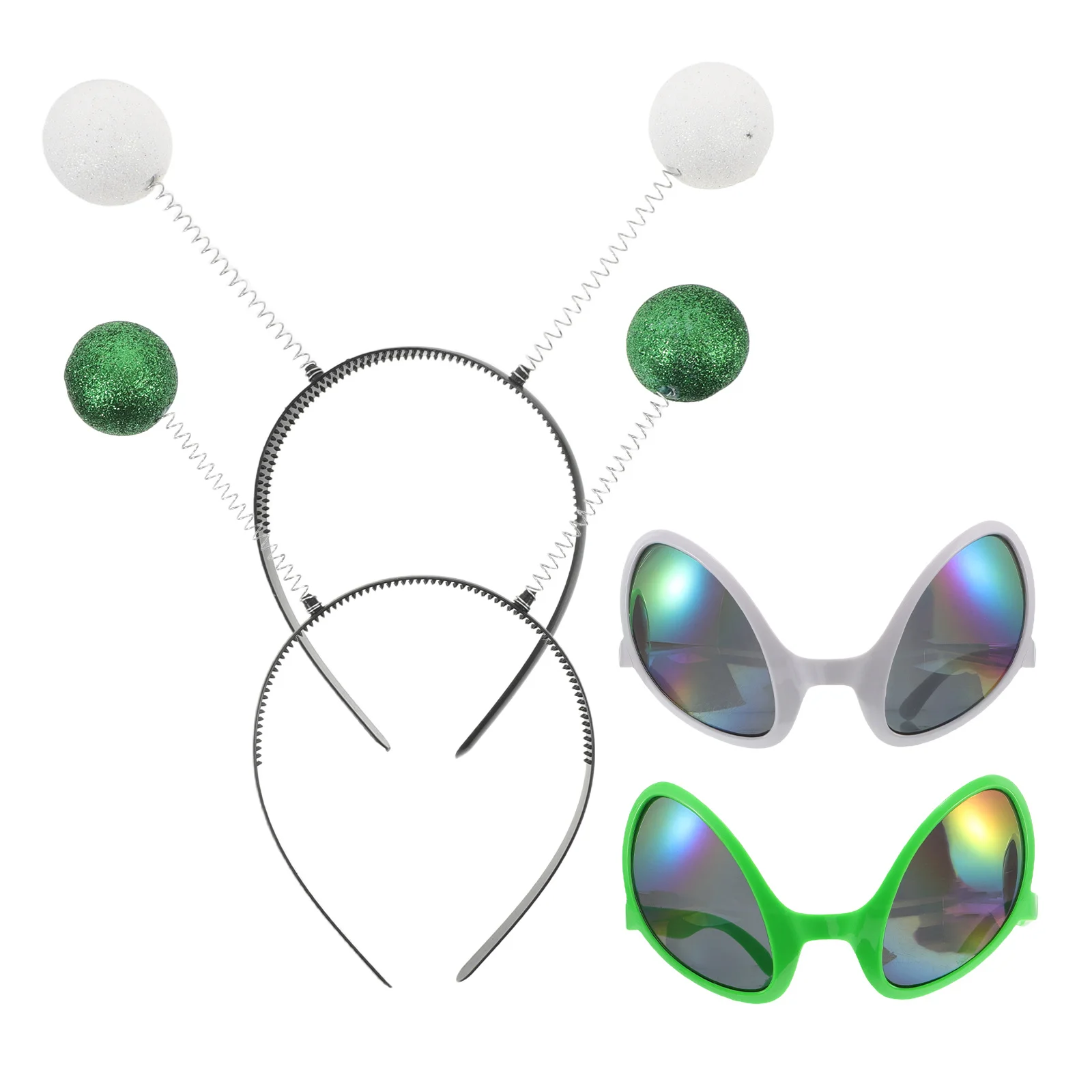 1세트 화성 안테나 머리띠 반짝이 재미있는 의상 안경 가벼운 헤드피스 우주 테마 파티 할로윈 코스프레용