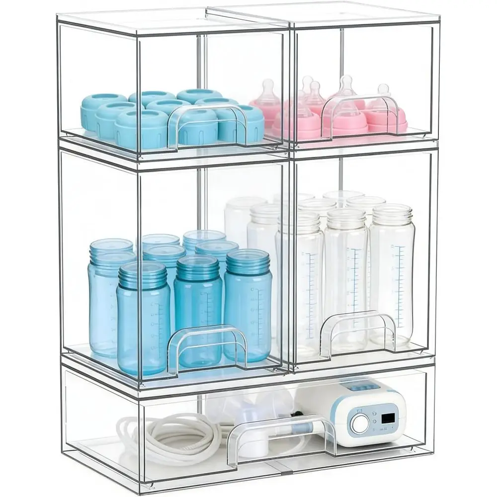 

Baby Bottle Organizer, Large acity Stackable Acrylic Storage with Non-Slip Pads, or Baby Bottles, Pump Parts, Kitchen Countertop