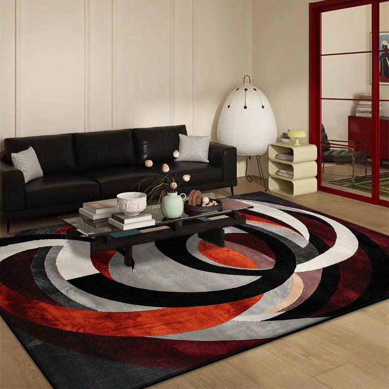 Red Geometry Abstract Carpet for Living Room Home Large Bedroom Decoration Rug Light Luxury Sofa Coffee Table Non-slip Floor Mat