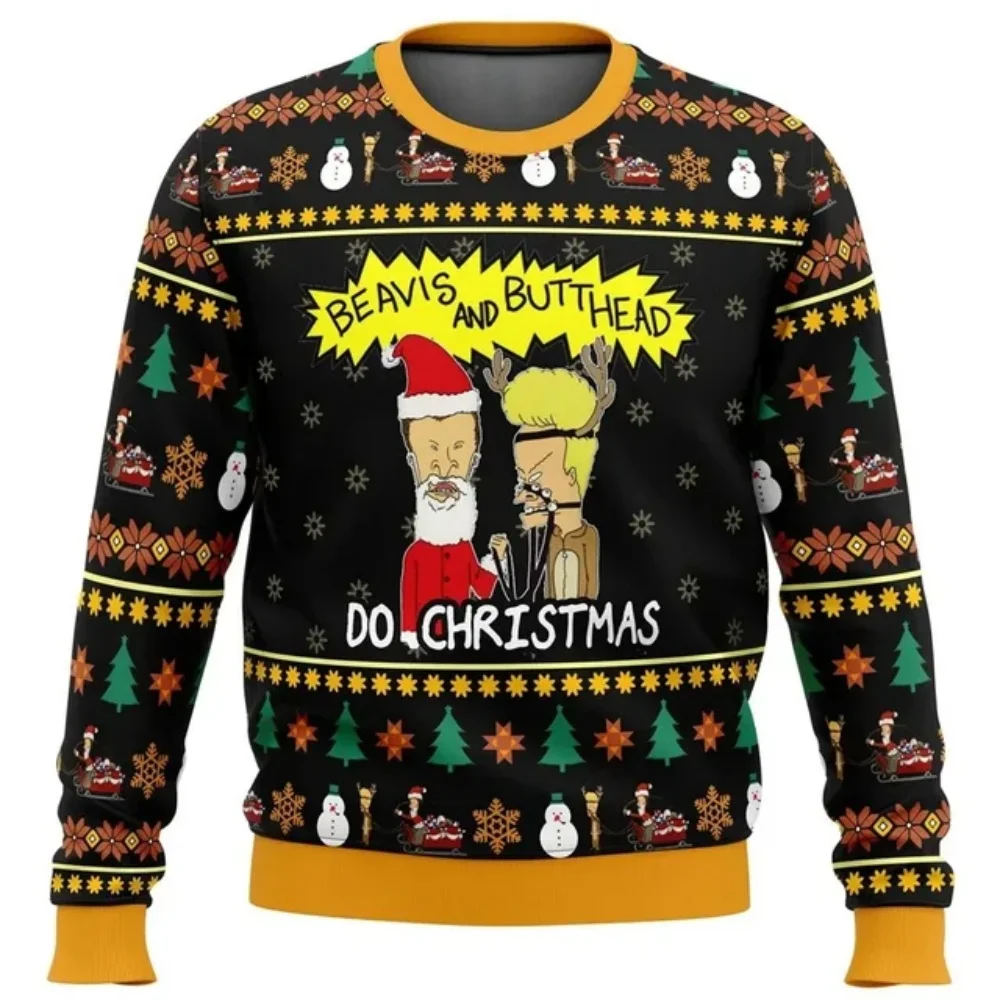 2025 New Beavis and buthead make Christmas Ugly Christmas sweaters Christmas gifts Santa pullover men and women 3D sweater pullo