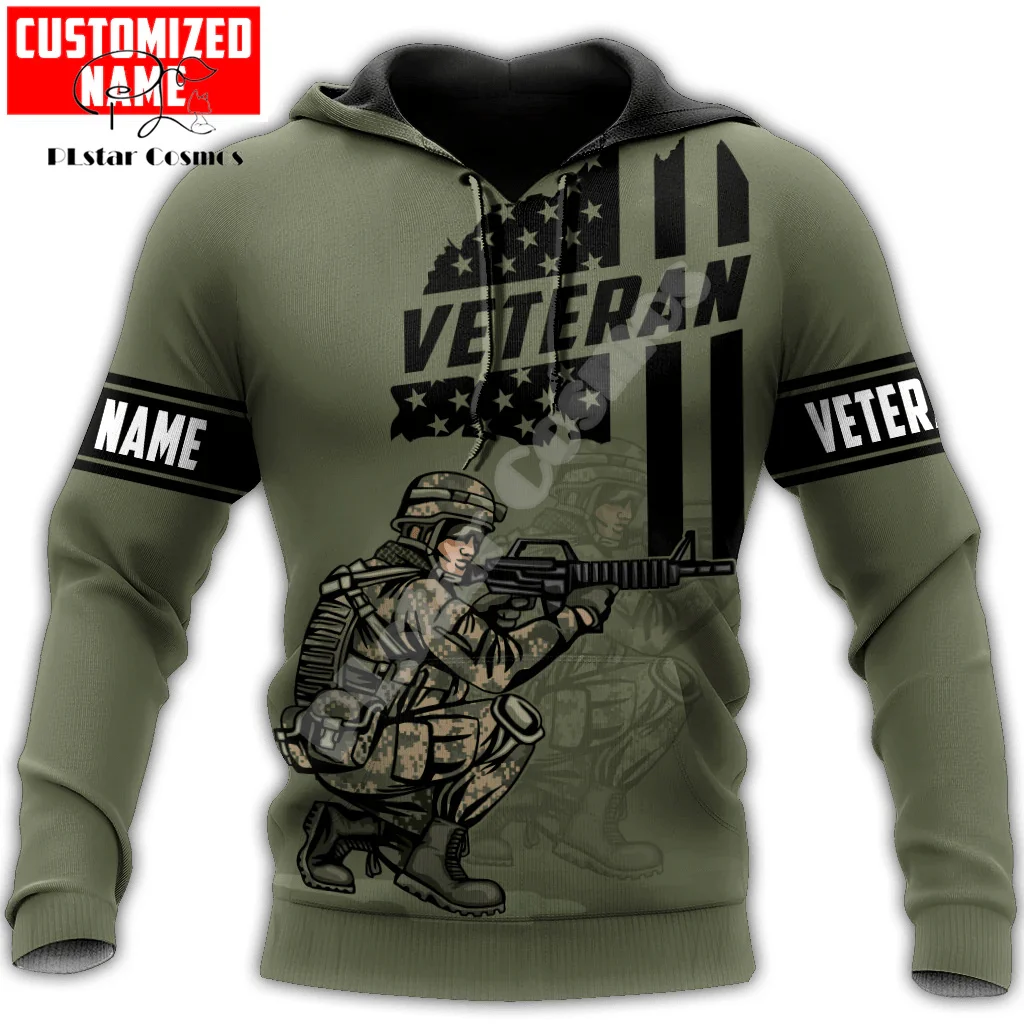 Custom Name Army Military Veteran Soldier Camo Eagle Long Sleeves Tracksuit 3DPrint Pullover Streetwear Casual Jacket Hoodies 10