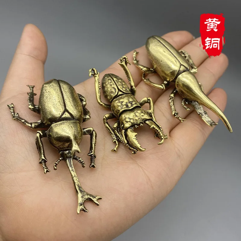 

Vintage Brass Realistic Beetle Desktop Ornament Pure Copper Small Animal Clip Insect Tea Pet Solid Insect Small Copperware