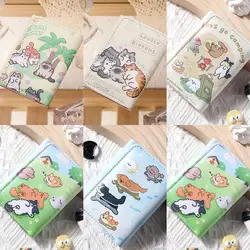 Simple 3 Folds Money Coin Purse Cute Kitten Dog INS Style Wallet Money Bag PU Leather Card Wallets for Girls Students Gift