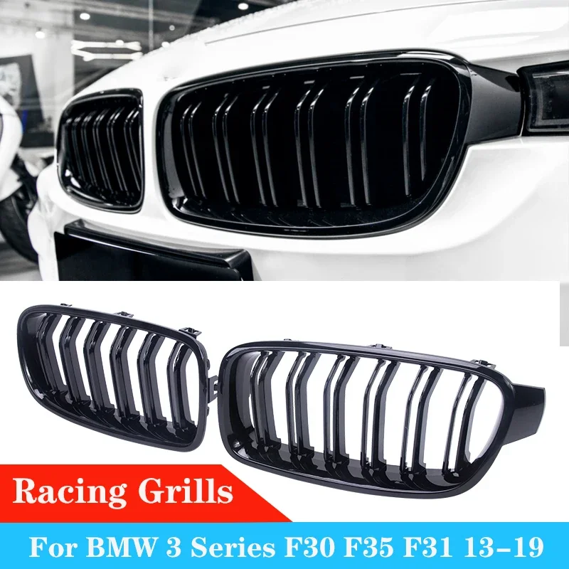 

Car Front Grille Racing Front Sport Grill Gloss Black Double Slat Kidney Grille Racing Grills For BMW 3-Series F30 F31 F35 12-19