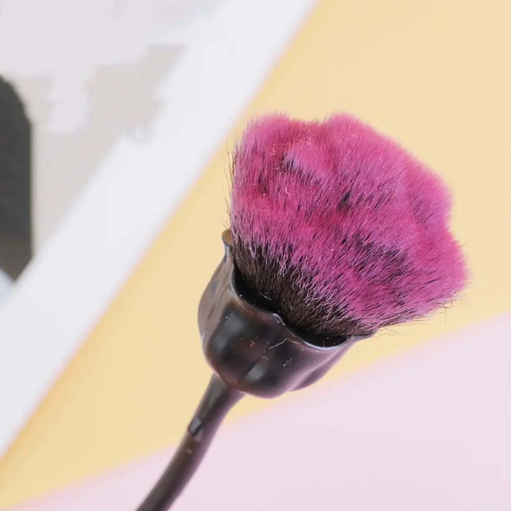 Rosa flor arte do prego escova de limpeza de poeira lã de náilon escova de maquiagem criativa ferramenta cosmética multi-funcional escova de fundação