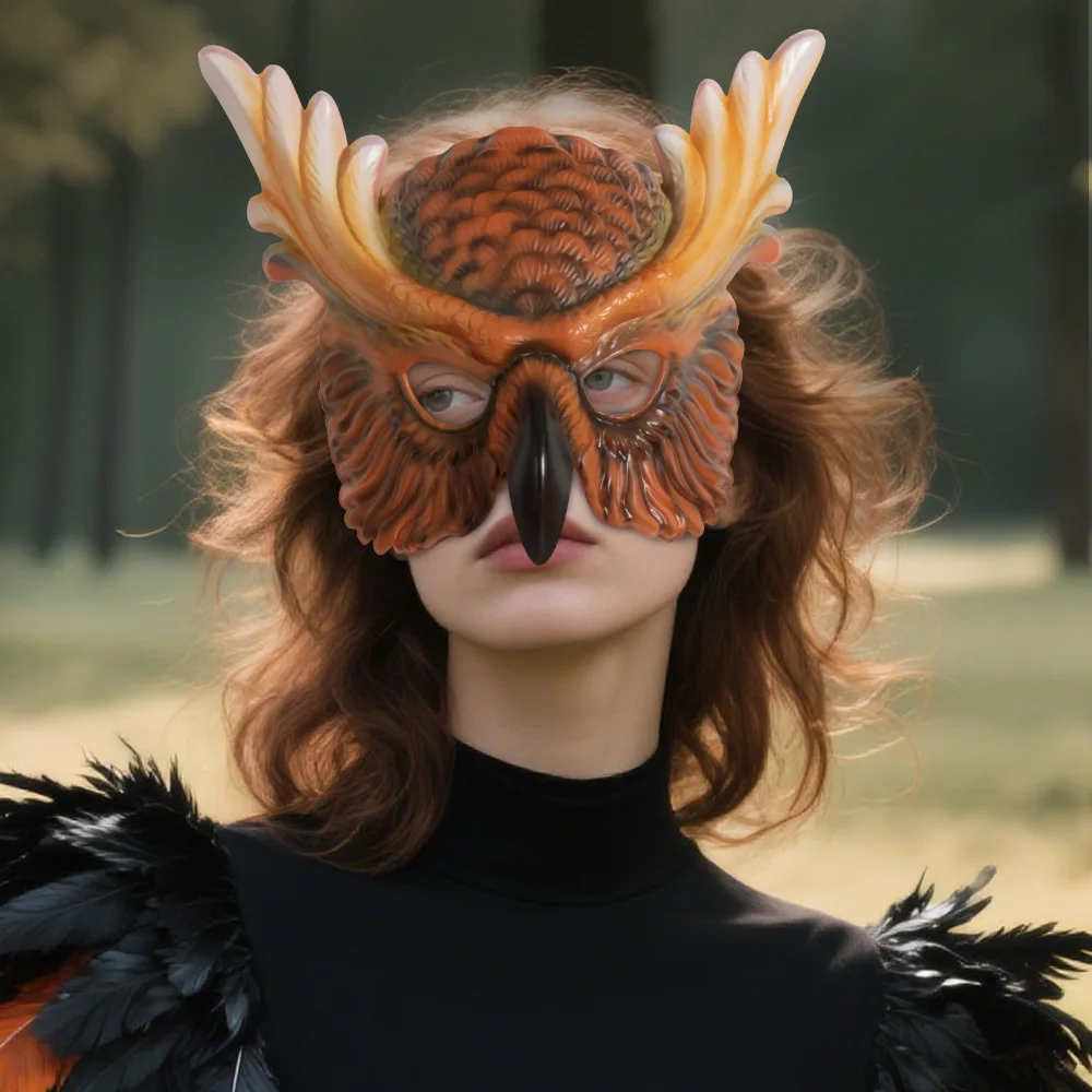 Animal Owl Half Face Mask Cosplay Bird Beak Eagle Masks Carnival Dress Up Purim Halloween Party Costume Props High Quality 2