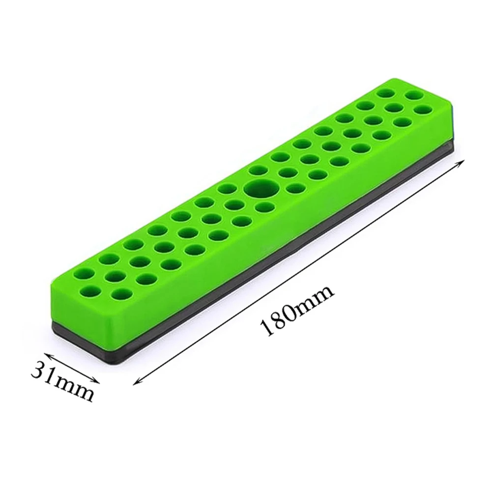 1pc Magnetic Hex Bit Holder For 1/4Inch Screwdriver Bits With 43 Holes Storage Tools For Toolbox Workbench Bits Base 180x20x31mm