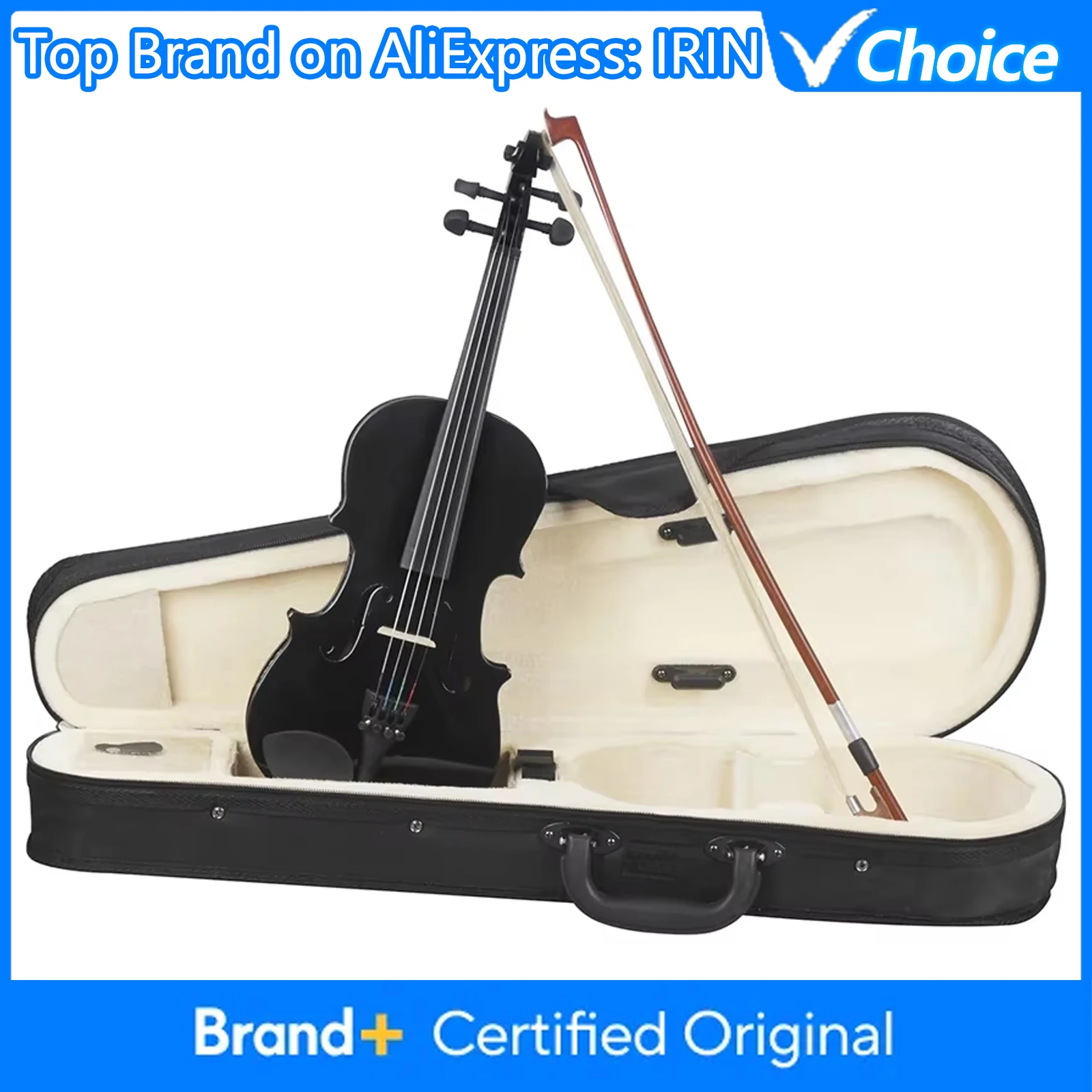 

Black 1/8 Violin High Quality String Instrument Solid Wood Acoustic Fiddle With Box Musical Instrument Accessories Kids Gifts