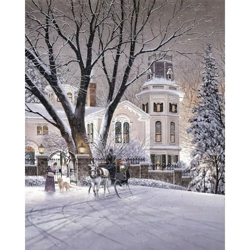 

GATYZTORY DIY Paint By Numbers Oil Painting By Numbers On Canvas 40x50cm Frameless DIY Snow Villa Scenery Home Decor