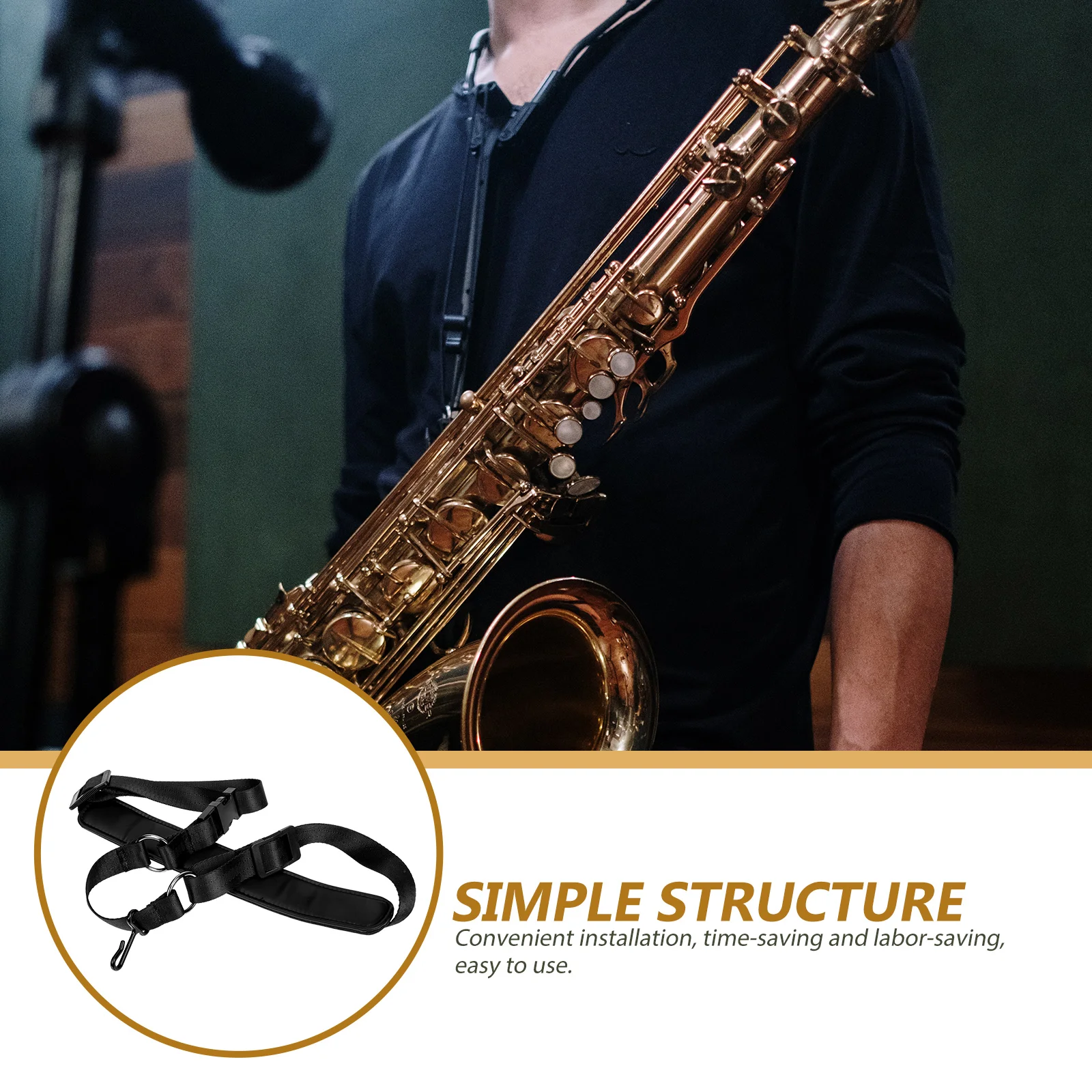 

Black Tube Neckband Saxophone Holder Alto Strap Accessory Guitar Musician Accessories Straps Sling