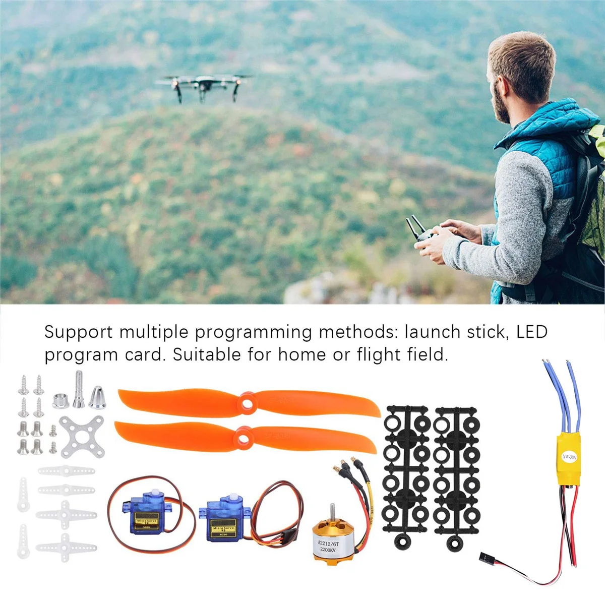 ADEGBO-Improved SG90 Servo 2212 KV2200 Бесщеточный двигатель 30A Комплект электродвигателя ESC