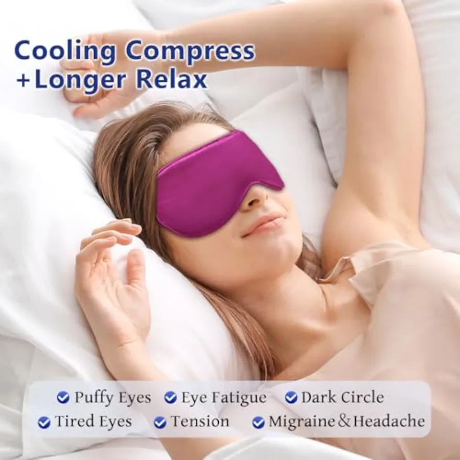 Cooling Eye Mask for Sleeping Silk Migraine Headache Relief Gel Mask Cold Compress Eye Face Ice Pack Reusable for Eyestrain Dar