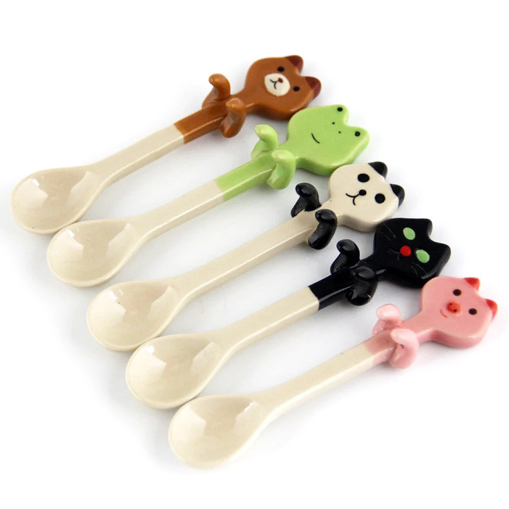 

Ceramic Spoon Cartoon Spoons Cute Panda Teaspoon Coffee Kawaii Dessert Animal