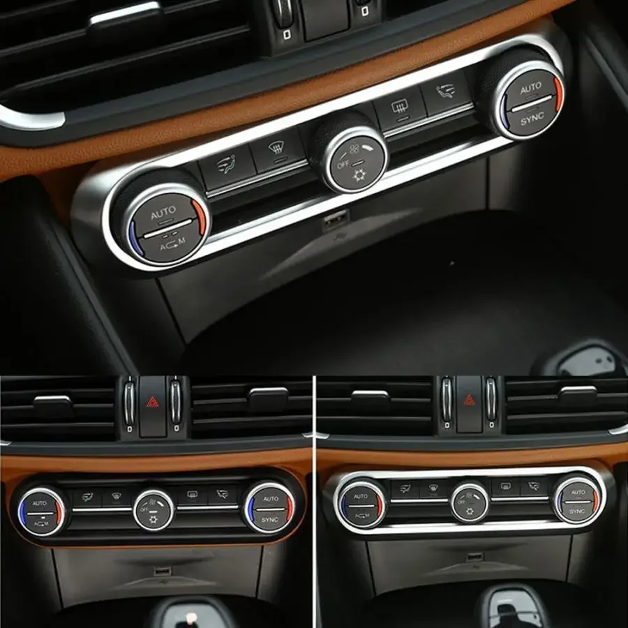 1 Pcs Center Air Conditioning Adjustment Frame Trim Stickers ABS Chrome Fit for Alfa Romeo giulia Stelvio 2017 Car Styling