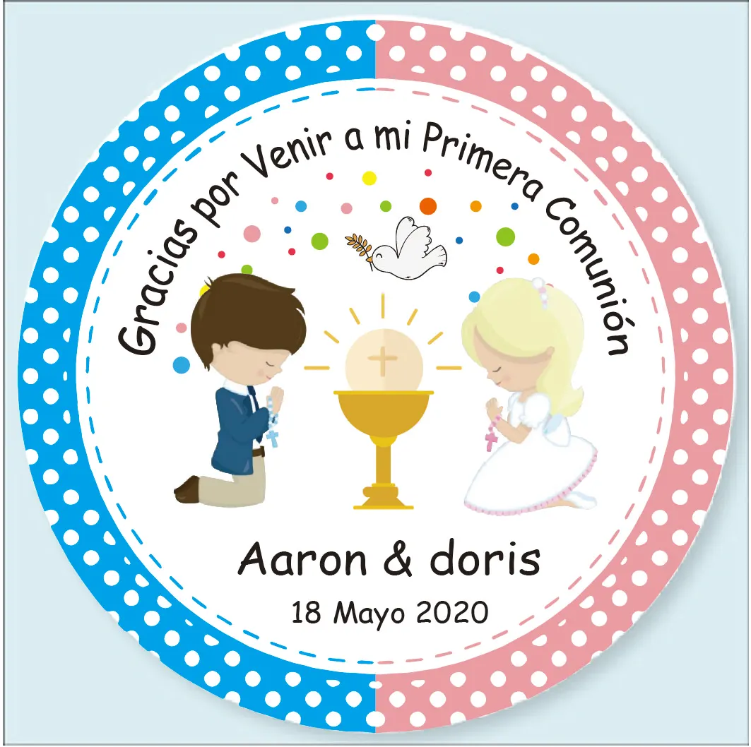 100pcs Custom Personalized Baptism Labels, Boy, Girl baby shower Stickers, First Holy Communion Favor Labels,Decorations Suppli
