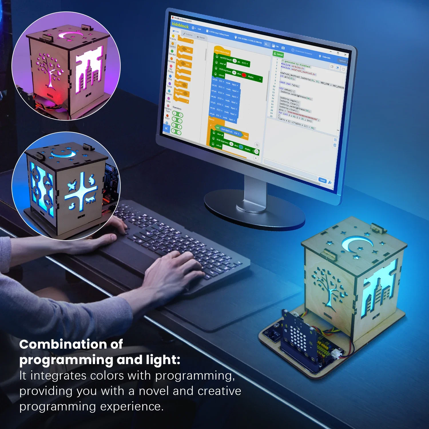 Keyestudio STEM-programmering RGB kleurrijke lampleerkit voor BBC Microbit V2-kit integreert kleur Interessante geschilderde kit