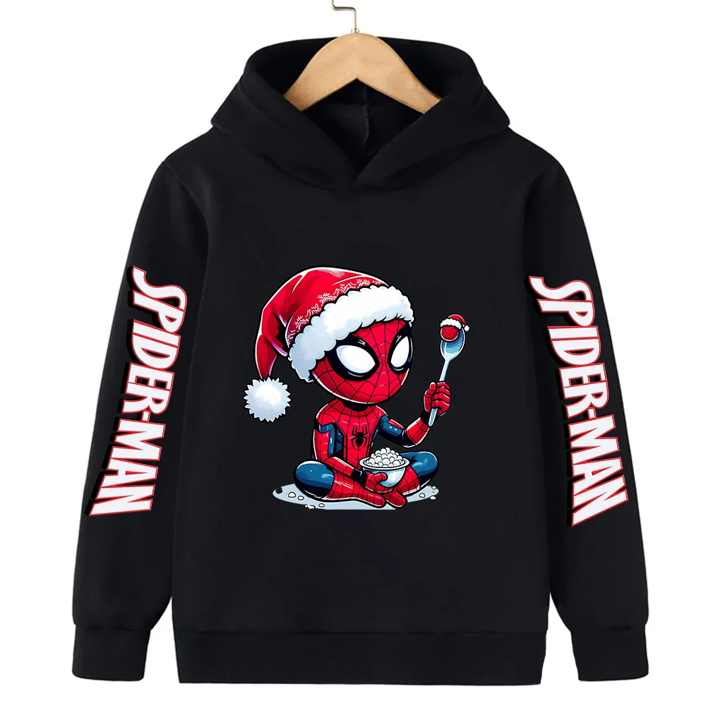 

Spiderman Children Hoodies Christmas Disney Kid Pullover Casual Clothes Anime Kid Sweatshirts White&Black Girl Boy Cartoons Tops