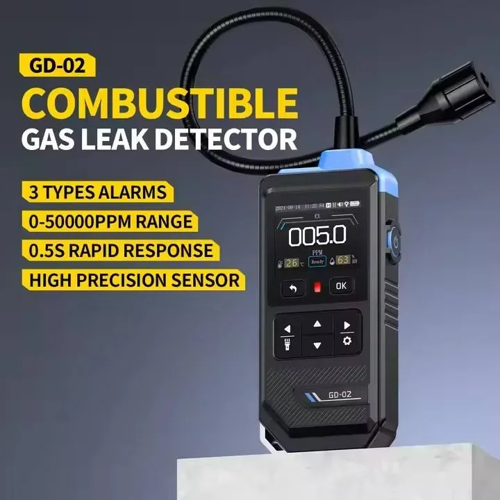 GD-02 Industrial High Accuracy Combustible Gas Leak Detector for Methane Long Life 0.5s Sampling Time 1ppm/1%LEL