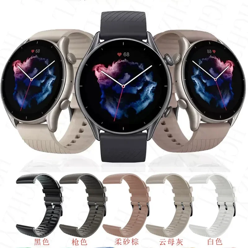 

Silicone Bracelet For Amazfit GTR 4 3 Pro Watch Band Wrist Strap For Huami Amazfit GTR 4/2/2e/47mm/Stratos 3/2s Smartwatch Strap