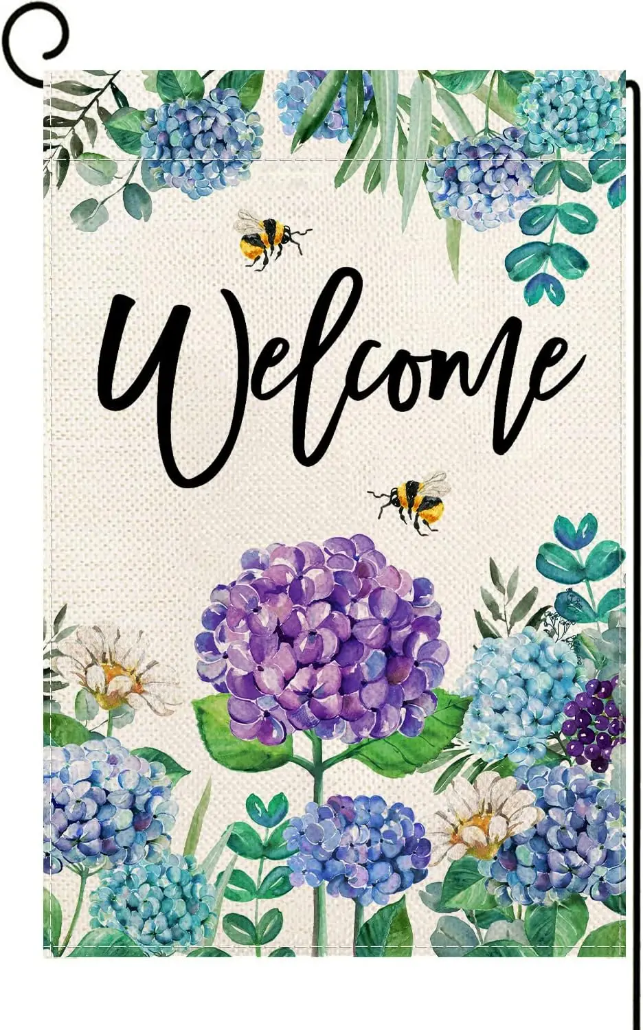 Baccessor Summer Spring Hydrangea Garden Flag Double Sided 12x18 Inch, Summer Purple Blue Flower Floral Welcome Small Yard Flag