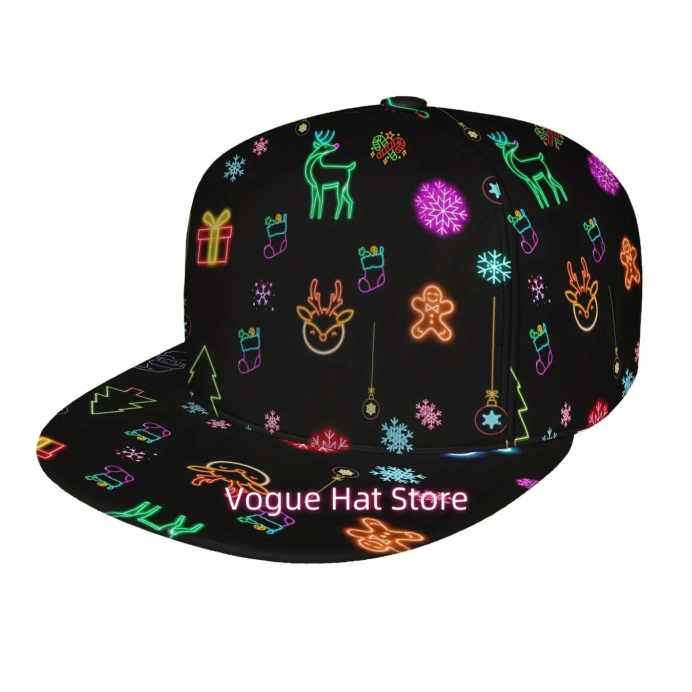 Unisex 3D Full-Printed Baseball Cap Featuring Christmas Designs Like Neon Deer, Snowmen, And Candy, Perfect for Holiday Parties