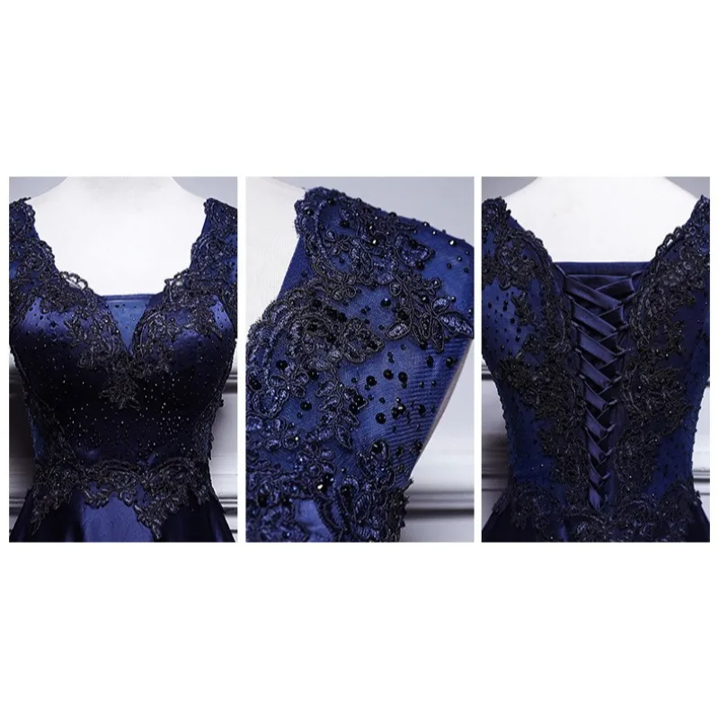 Elegante avondjurk met geborduurde V-hals voor dames is een afslankende en lange stijl slim-fit avondjurk voor gastheer