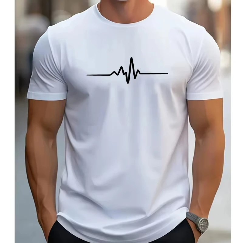 

Summer Men T Shirt 100% Cotton Fashion Tops Creative Graphic Printed Casual Sports Round Neck Quick Drying Short Sleeved Tees