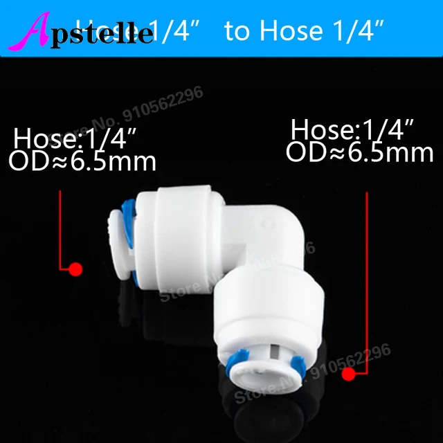 Aptelle RO konektor selang air, sambungan selang air Lurus siku silang 1/4 "3/8" kopling plastik pipa cepat konektor Osmosis terbalik