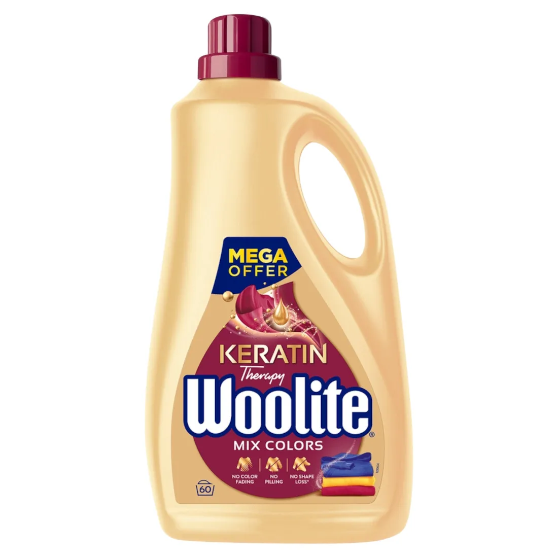 Woolite Keratine Therapie Kleurwasmiddel, 60 wasbeurten, 3,6 L