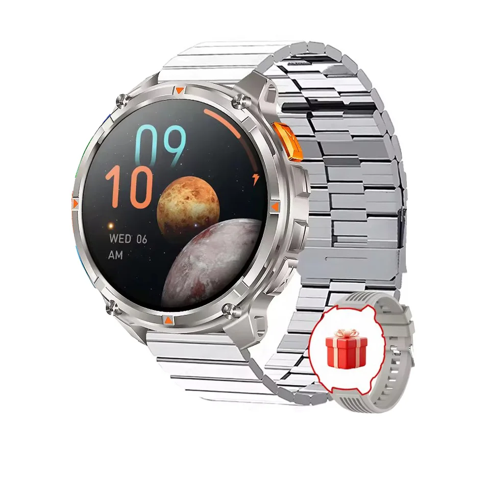 

Новинка 2026 года, T-REX3, аккумулятор 1100 мАч, умные часы, 10 АТМ, водонепроницаемый компас, высота HD, Bluetooth-вызов, спортивный фонарик, умные часы для мужчин