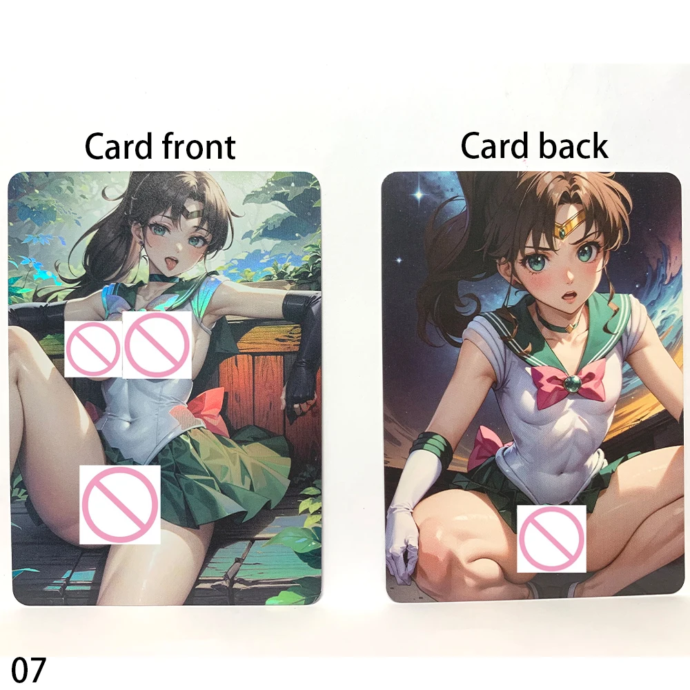 Anime Girl Sexy Nude Cards Sailor Moons Collection Card Refractive Colorful Flash Big Breasted Beauty Anime Peripheral Boy Gifts