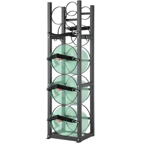 Refrigerant Cylinder Rack for 3 x 30lbs & 3 Small Tanks - Heavy-Duty Holder for , Oxygen, Nitrogen - 12.79x12.99x47.12