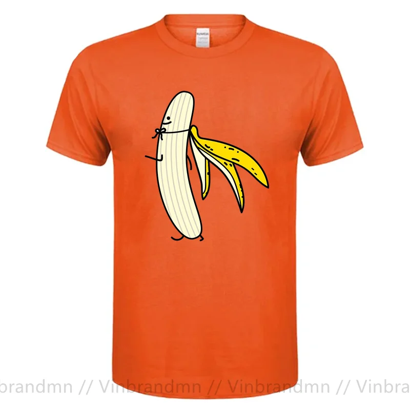 Men's Banana Disrobe Funny Design Print T-shirt Summer Humor Joke Hipster T-Shirt Casual Naked Banana T Shirt Outfits Streetwear