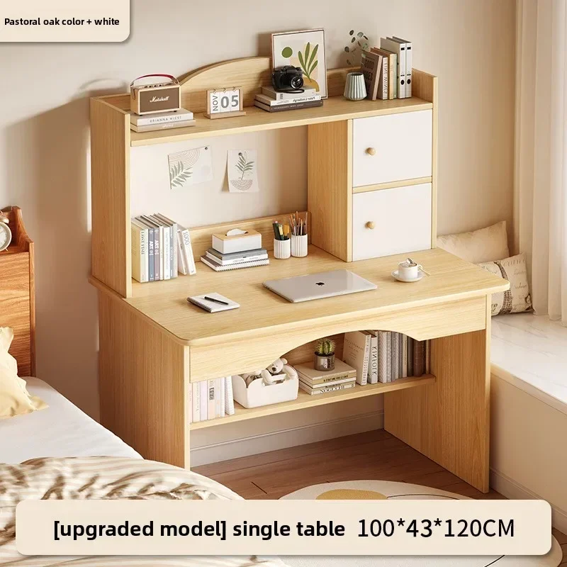 Firm Computer Desk Household Student Bedroom Bookshelf Storage Integrated Learning Desk Small Apartment Workbench Factory