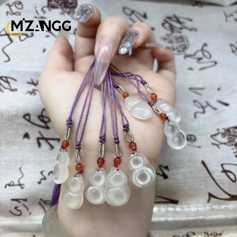 Natural High Ice calcedonio Xiangyun Lock ciondolo agata litchi Frozen White Moonlight Buddha Peace Buckle collana di giada Lady Gif