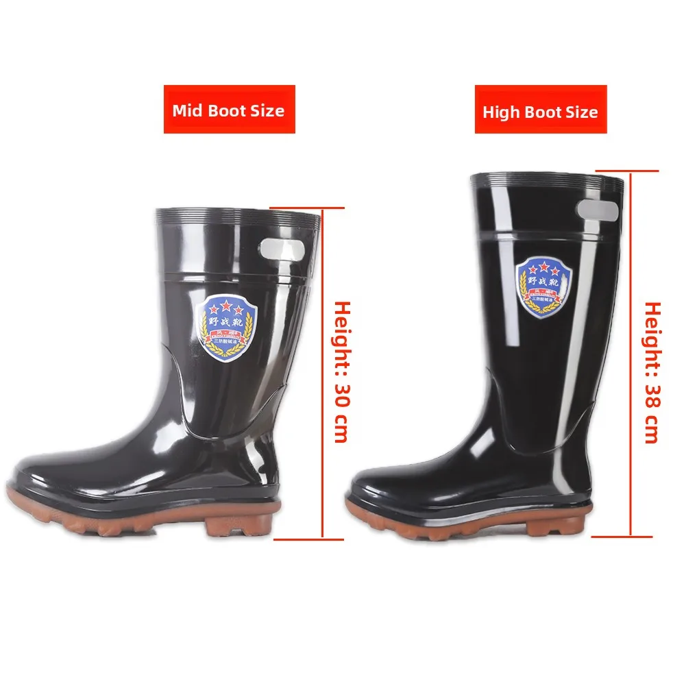 أحذية مطر رجالية عالية الرقبة سوداء للمطبخ مقاومة للانزلاق ومقاومة للتآكل أحذية مطاطية صيفية بقاعدة من وتر الثور للحماية أثنا...