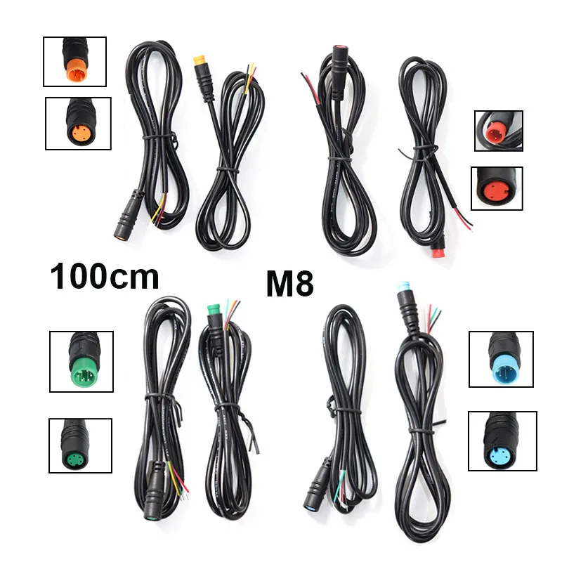 

M8 waterproof 2pin 3Pin 4pin 5pin Electric Bicycle Joint Plug male female Connector eblike Scooter Brake Cable 24awg 28awg