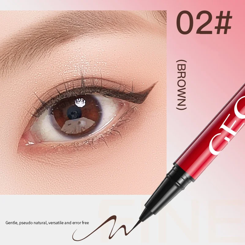 Lápiz Delineador de ojos resistente al agua, cepillo ultrafino 24H, sin manchas, deslizamiento suave, maquillaje diario esencial, 1 ud.