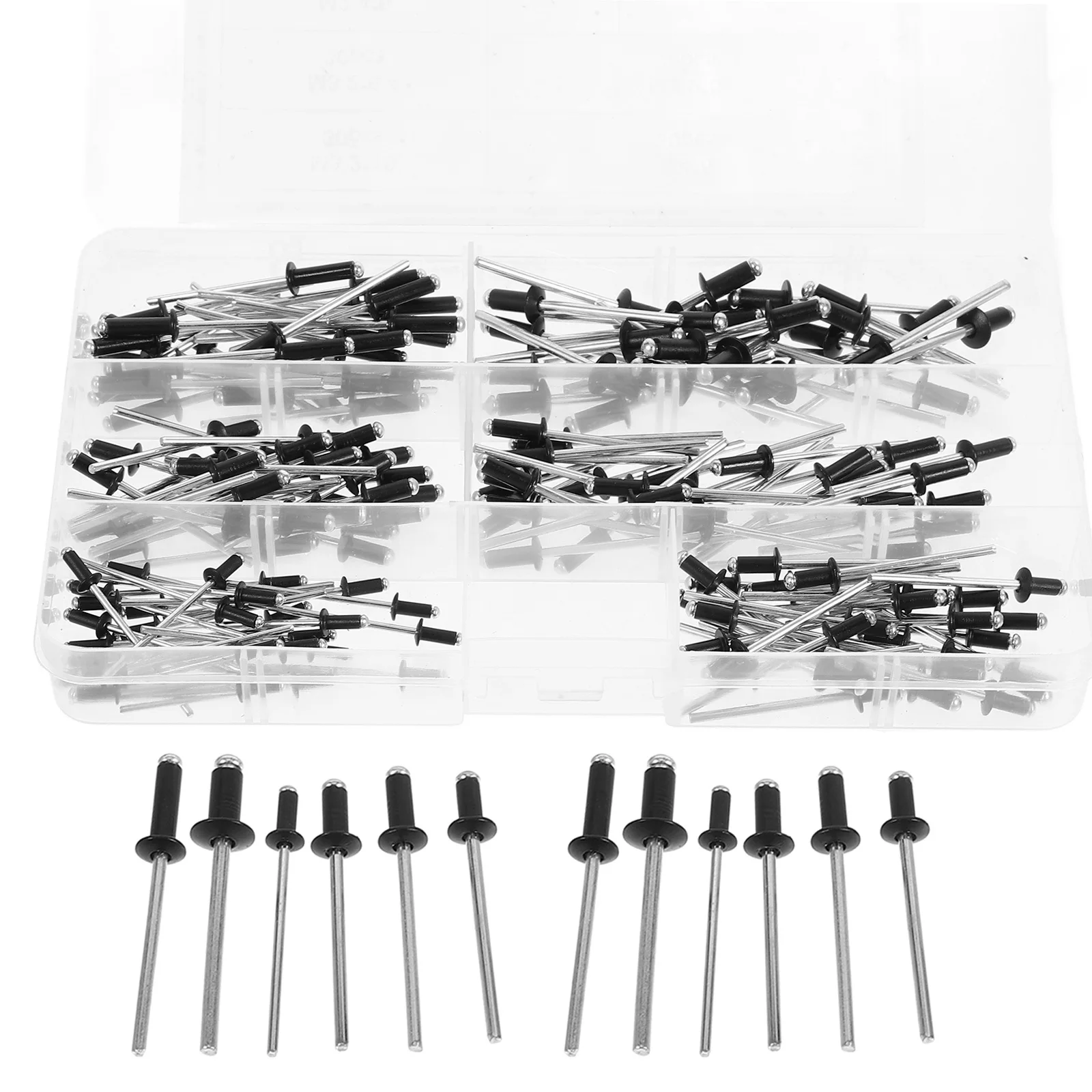 

180Pcs Black Aluminum Rivets Metal Blind Rivets Durable Versatile Rivet Kit for Auto Home Furniture Blind Rivet
