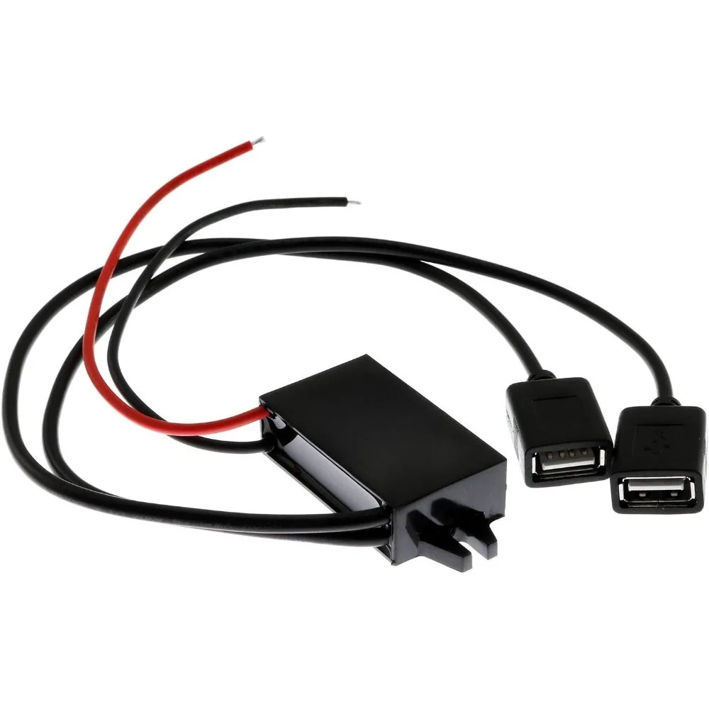 Waterproof DC Converter Module 12V To 5V 3A Regulator Step Down Car Power Converter With Double USB Cable Buck Voltage Reducer