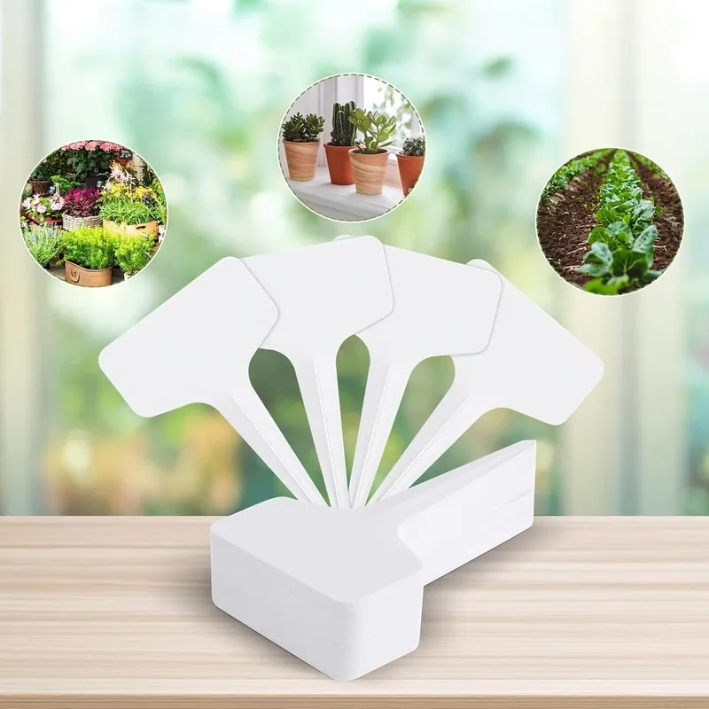 Smooth Writable Surface T-Shape Plant Markers 20 pcs, perfect for Outdoor Garden Marking, Waterproof Fade Resistant
